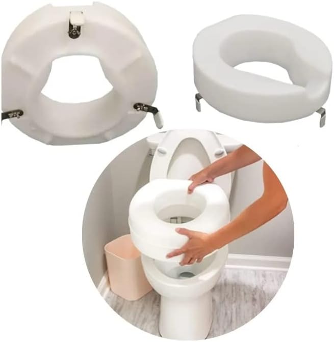 SC7060C-2 O assento do vaso sanitário elevado com fechadura, assento padrão, 2 , dimensões do assento branco: 16 x 14 x 2;