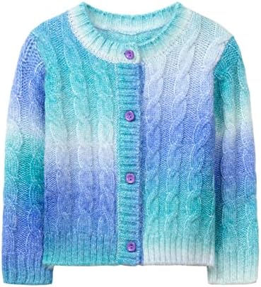 Littlespring Girls Cardigan suéteres tie-dye Down Down Down Sweater Fuzzy Fuzzy