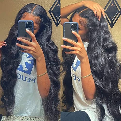 CATWO 13X4 HD Transparente Lace Front Wigs Wave Body Human Human Density Density Brasilian Virgin HMAN Hair Body Wave Wigs para mulheres negras pré -arrancadas com cabelo bebê Natraul Black