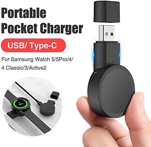 Carregador portátil USB tipo C para Samsung Galaxy Watch5 / 5Pro / 4/4 Classic / 3 / Active2 / Active Wireless Wire