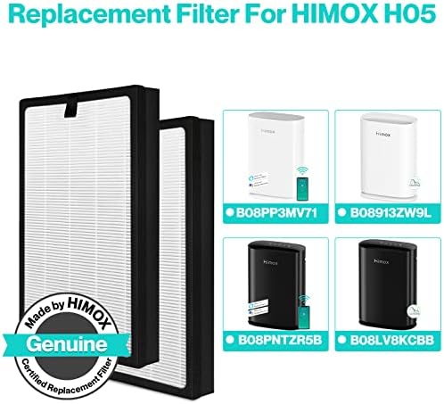 HIMOX H05 Purificador de ar genuíno H14 Filtro de substituição True Hepa Medical Grade Filter, H05, 2packs, White