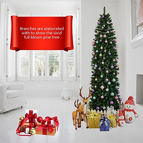 Árvore de Natal de Lápis de Lápis de 7,5 pés, árvore de lápis de Natal artificial com pés de ferro, árvore de Natal de caneta PVC pontiaguda para casa, escritório, decoração de festa