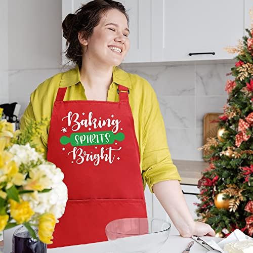 Saukore Funny Christmas Baking Avents para homens Avestos de cozinha ajustáveis ​​de cozinha com 2 bolsos Presente de avental de Natal de Ação