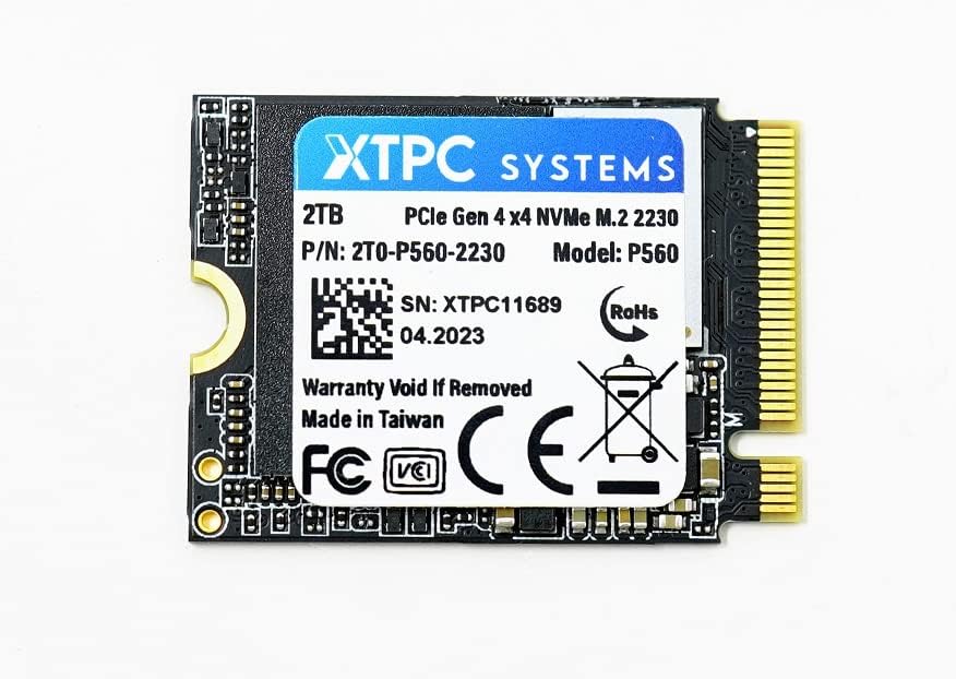 Sistemas XTPC 2TB P560 M.2 2230 NVME PCIE SSD GEN 4.0X4 Drive de um lado, 5100MB/s Read, 3200 Mb/s Write