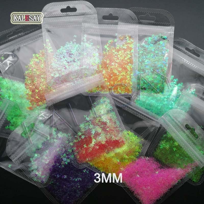 Lantejoulas holográficas de glitter de unhas de borboleta mista de 3 mm