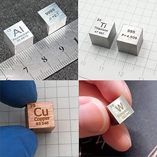 Zoenae Element Cube - Conjunto de 11 densidade de metal cubest incluem zinco de alumínio de alumínio de cobre de zinco níquel