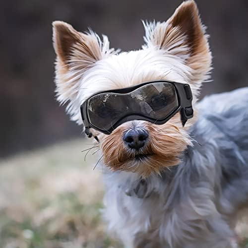 Óculos de cães raça pequena, óculos de sol para cães de raça pequena e olho solar proteção solar, proteção contra proteção contra uv para cães com tiras ajustáveis, preto pequeno