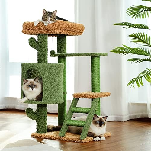 Mino Kesper Cat Árvore 41 polegadas de altura Cat Postagem de arranhões para gatos de gatos de gatos de gato Cat Stand com polegadas