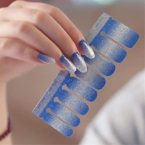 1pc adesivos coloridos de unhas gradiente de glitter slops completo adesivos polonês decalque