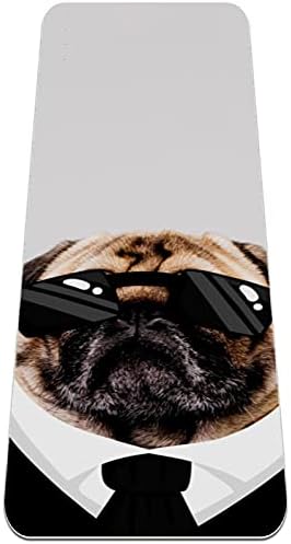Ndkmehfoj cão engraçado com ternos pretos Óculos de sol Ginástica dobrável de ginástica Mat Yoga Mat Pad Não deslizamento Perca