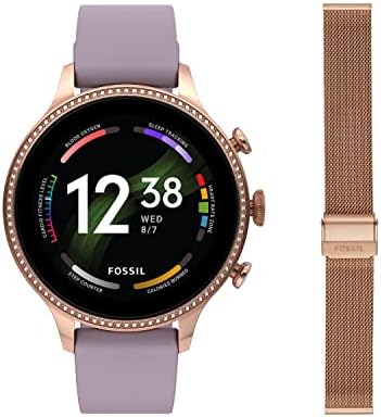 Fossil Women's Gen 6 42mm Touchscreen Smart Watch com Alexa embutido, rastreador de fitness, rastreador de sono, monitor de freqüência cardíaca, GPS, alto-falante, controle musical, notificações de smartphone