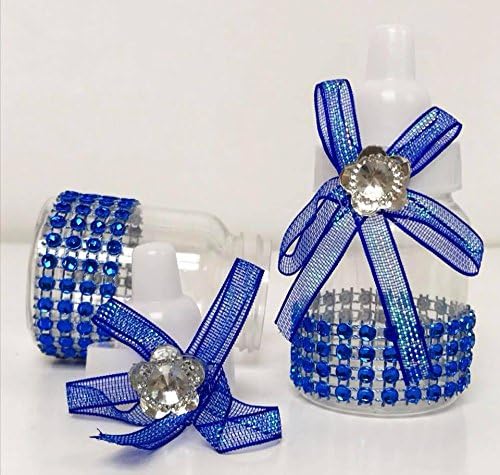 O frasco do chá de bebê favorece o azul royal decorado preenchido - 10 contagem