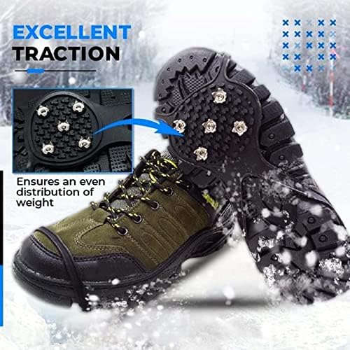Pinças universais não deslizantes, picos de sapatos não deslizantes, grampos de gelo com 5 pregos anti-deslizamentos que não deslizam as garras de tração, para caminhadas na neve na neve