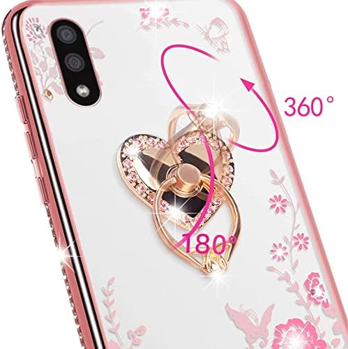 Kudini para a capa telefônica do Galaxy A01 da Samsung, para mulheres brilho cristal slim tpu tpu bling butterfly coração floral