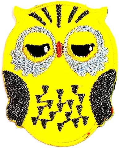 Kleenplus 3pcs. Mini Owl Cartoon amarelo amarelo coruja coruja manchas de pássaros bordados para vestir jeans jaquetas chapéus