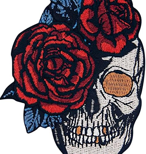 Rose Skull Patch Applique Bordge Blachar Ferro em Sew On Emble