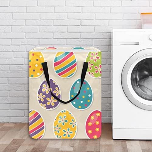 Cestas de lavanderia com alças dobráveis ​​Easter ovos de páscoa padrão cesto de armazenamento para crianças adultos quartos adolescentes