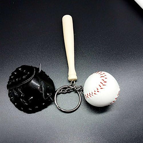 Keele Baseball Keychain para menino couro para homens, incluindo chapéu e morcego, presente de treinador