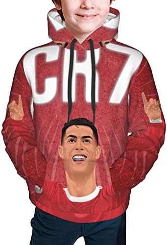 Luja Dling Ronaldo #7 CR7 Capuz de suéter de moda para adolescentes meninos meninas com bolso