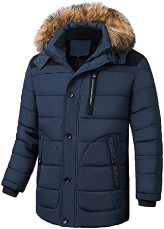 Pegsmio Winter Men's Parkas sobretudo o que quente quebra -vento grossa de jaqueta de negócios à prova de vento clássica