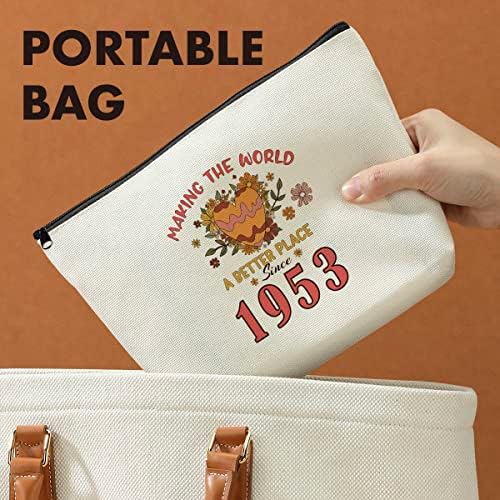 Jrhung engraçado 70º aniversário de maquiagem Bolsa de viagem de higiene pessoal Retro Flor Heart 70º Presentes de Aniversário para