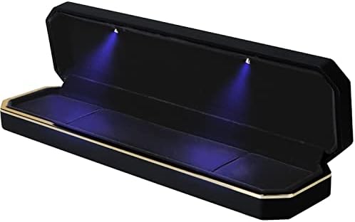 Caixa de colar de luxo Aveson, Velvet Jewelry Box Storage Case Organizer com luz LED, preto