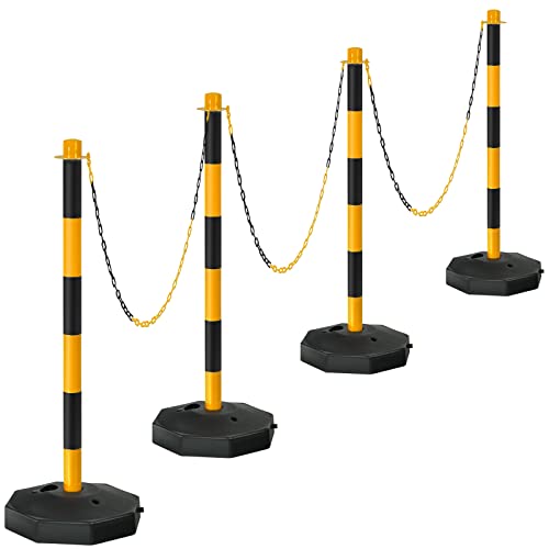 4 Cones de tráfego de embalagem delineadores ajustáveis ​​Post cones com base preenchível, barreira de segurança de estacionamento portáteis para estacionamento, estacionamento, lote de construção, lote de construção