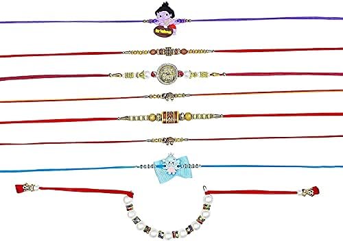 Peegli Rakhi para o Brother Pack de 8 PCs Madeirado Multicolor Rakhee Set com lenços