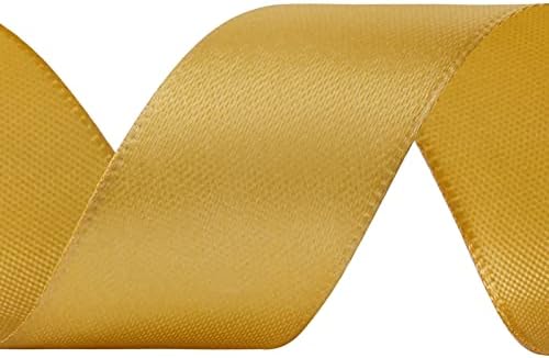 Showin Double Face Gold Polyster Satin Ribbon, 1 ”x Contínuo 25 jardas, Use para buquê de Bows, embrulho de presentes, casamento, arranjo floral e outros projetos por Showin