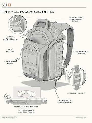 5.11 Tactical todos os riscos Nitro Mackpack, nylon, 21 litros, compatível com equipamentos, estilo 56167