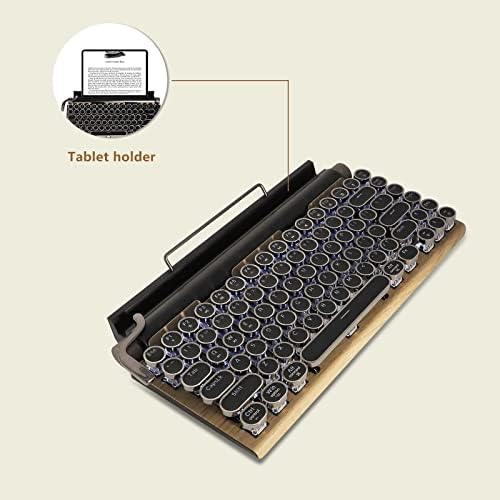 Aventureiros LED de teclado retro Mechanical LED da máquina de escrever 83 Chaves Bluetooth 5.0 Painel de cores de madeira