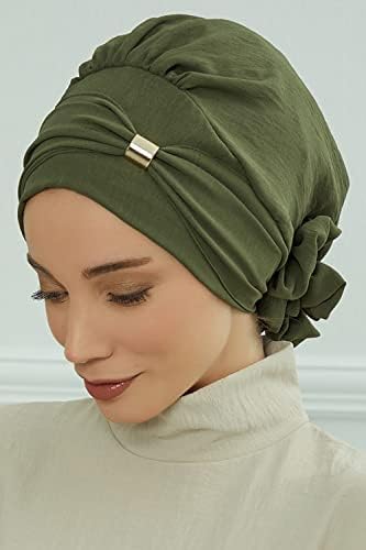 Turbans de cabeça de lenço de lenço leve e leve de turbante instantâneo para feminino com acessórios exclusivos Design