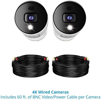 Night Owl Wired 4K UHD Indoor/Outdoor Adicionar câmeras Spotlight com alertas de voz predefinida e sirene de câmera