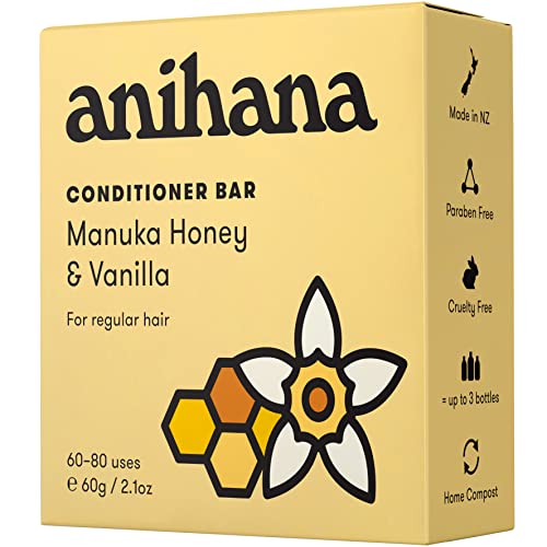 Barra de Condicionador Anihana | Manuka Honey and Vanilla - Condicionador de cabelo amolecedor para cabelos finos a grossos - 2,1 oz