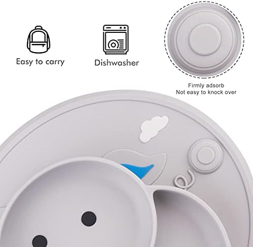 Baby Silicone Plate, Placas de sucção de criança mini placem de placas para crianças e bebês Auto -alimentação, BPA livre, microondas