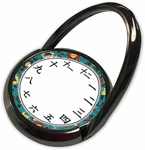 3drose Chinese Clock Face - Números Kanji - Blue Asian Floral - Vermelho ... - Tabela de telefone