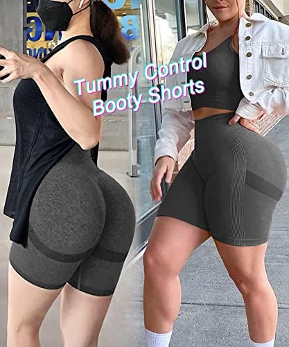 Mulheres Tik Tok Shorts High Cintura Lift Butt Lift Short Yoga Treino de treino Scrunch Tummy Control Shorts
