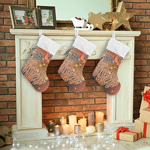 Tarity Christmas meias 1 pacote grande 18 em meias de natal com lareira de pavão de animais pendurados meias de Natal decoração personalizada para festa de festas em família Fazenda