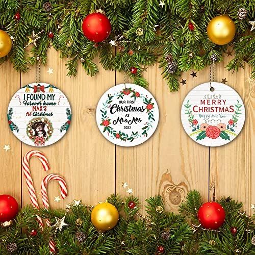 Cafetime Cerâmica Cerâmica Cerâmica Os enfeites com cão de beagle fofo Dear Papai Noel Definir Árvore de Natal Naughty Decoração