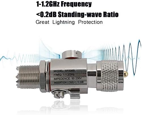 Lightning de raio coaxial, masculino UHF para UHF fêmea 1-1.2GHz 200W Lightning Surge Protector