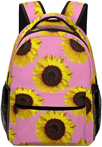 Girassóis em mochilas de viagem rosa Modas de ombro de moda Mochila Multi-bolso para o trabalho de estudo escolar Compras de trabalho