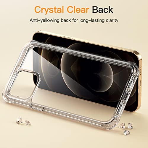 Caixa Jetch para iPhone 12 Pro máximo de 6,7 polegadas com protetor de tela de vidro temperado de 2 pacote, 360 Tampa