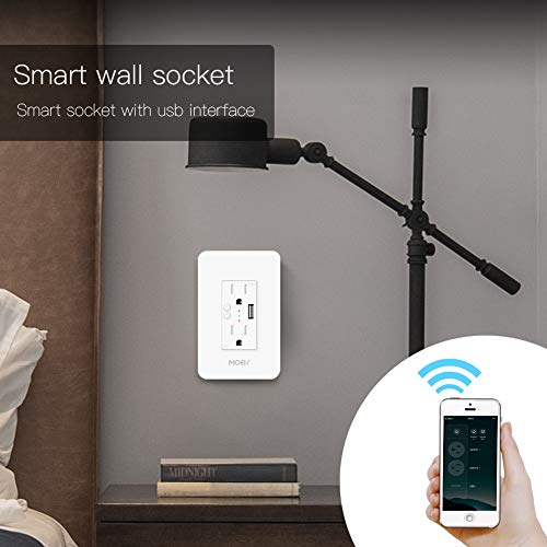 MOES Smart Wall Outlet 3 Pack, com portas USB C, plugue de soquete USB de 2,4 GHz, compatível com Alexa Ggoole Assistant