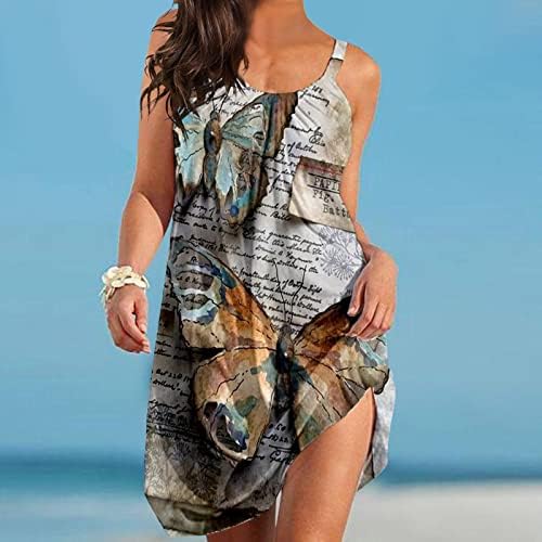 Vestidos de praia para mulheres verão casual boho vestido de espaguete moderno tira solteira mini vestido fluxo de vestido sem mangas
