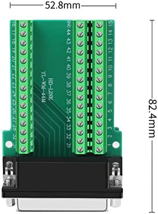 Jienk db44 conector de fuga de soldagem feminina, hdb44 fêmea d-sub 44pin 3 linhas parafuso da placa de quebra de parafuso com