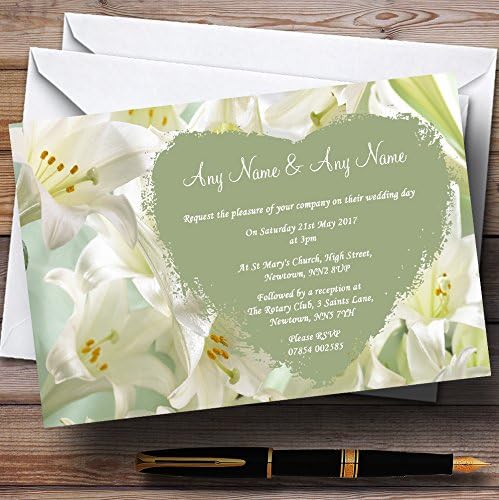 Convites de casamento personalizados de Lily White e Green Lily