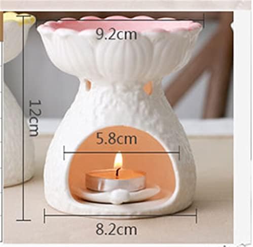 Jgqgb grande capacidade de cerâmica vela aromaterapia queimador aroma lâmpada decoração doméstica decoração de óleo essencial com folha