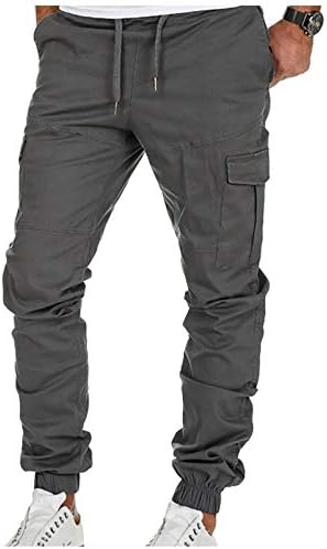 Calças casuais masculinas de Badhub masculino Casual Fitness Bodybuilding Color Solid Comprimento de calças esportivas