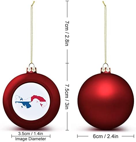 Ornamento de bola vermelha de Natal, bandeira e mapa do Panamá em ornamentos de bola inglesa e espanhola pendurados