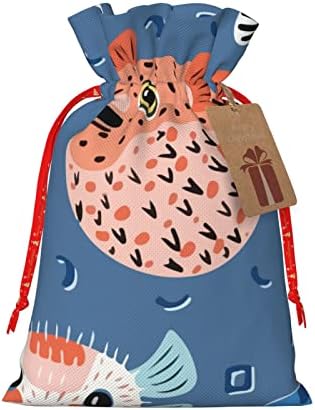 Sacos de presente de traço de natal Puffer-Fish-Pattern apresenta sacos de embrulho sacos de embrulho de embrulho